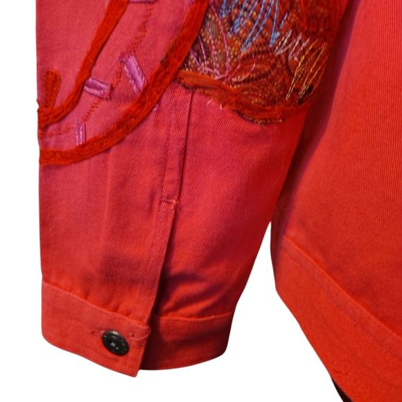 Laura Ashley Fully Embroidered Beaded Denim Jacket Collar Long Sleeves Size S... - Picture 9 of 16